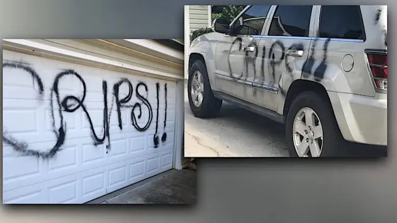 Crips graffiti on a vehicle