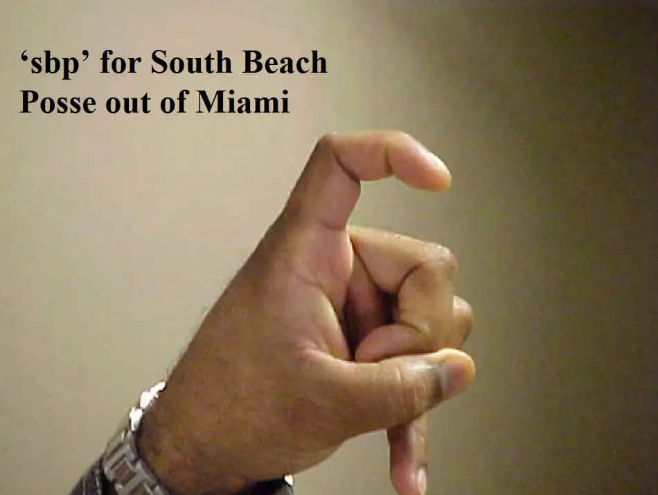 South Beach Posse gang sign