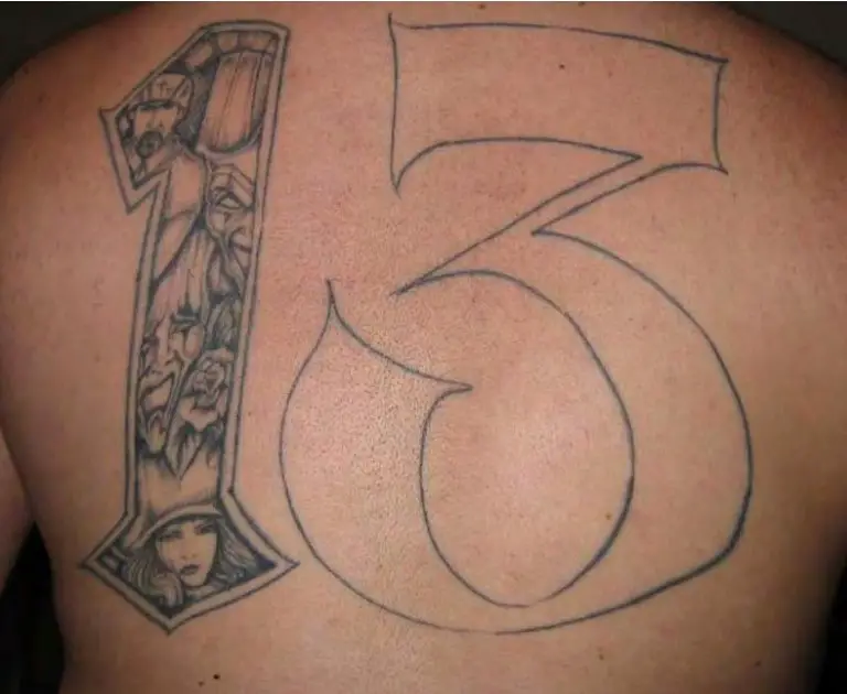 13 tattoo on the back